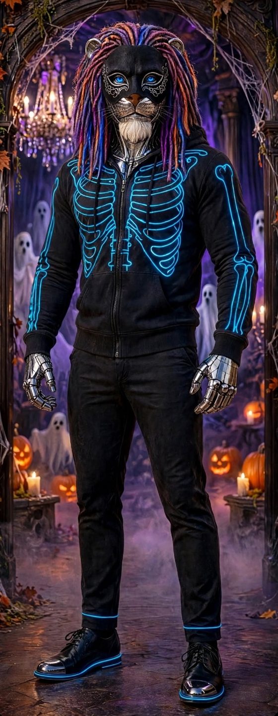 ChromaRoar lead singer Draggen in the Ghost Glide costume